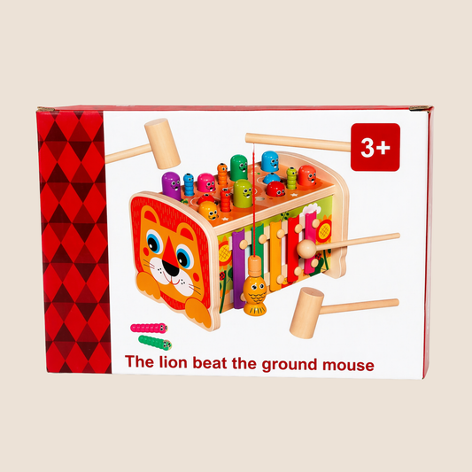 JUGUETE DIDACTICO MULTIFUNCIONAL DE MADERA - 4 EN 1 ESTIMULACION Y MUSICA