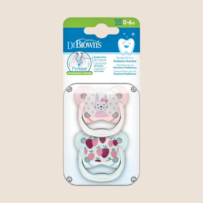 CHUPETES DR. BROWN’S PREVENT - DISEÑO ORTODONTICO 0-6 M