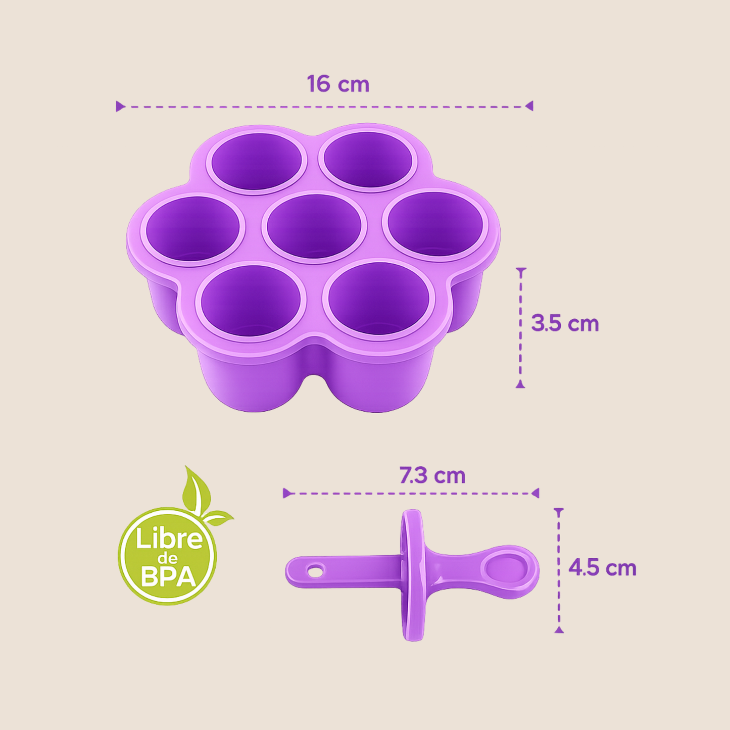 MOLDE PARA HELADO TIPO PUSH - COLOR MORADO