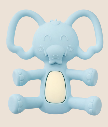 MORDEDERO EN SILICONA DISEÑO ELEFANTE - AZUL