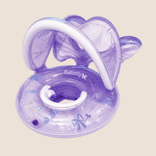 FLOTADOR INFLABLE PARA BEBÉ CON TOLDILLO ¨BUTTERFLY¨ - COLOR LILA