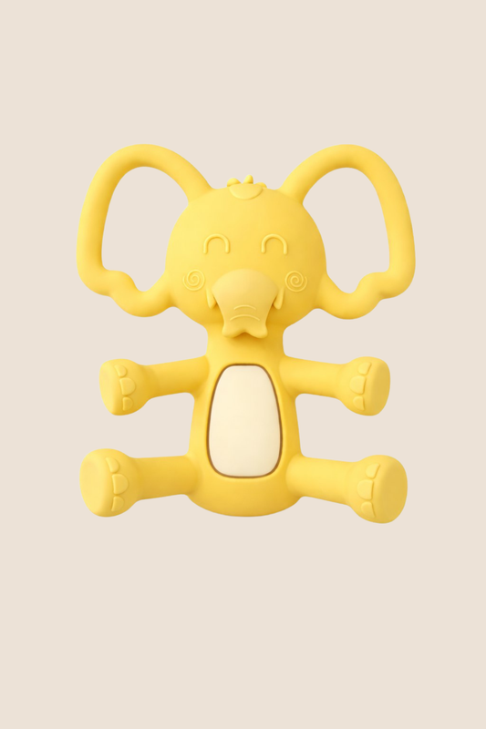 MORDEDERO EN SILICONA DISEÑO ELEFANTE - AMARILLO