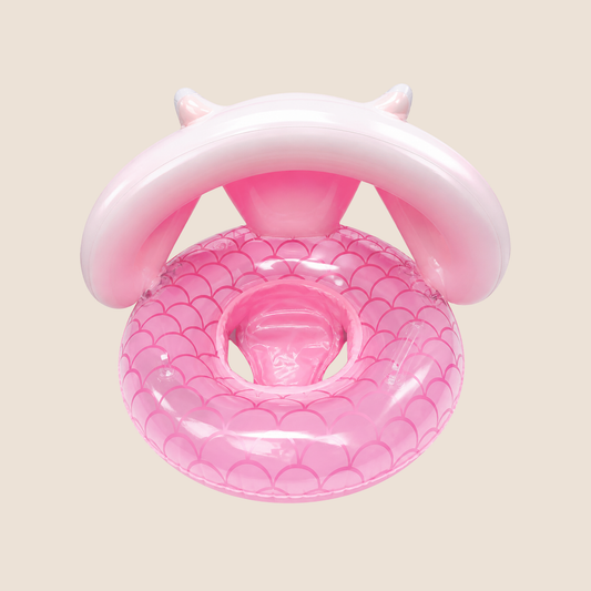 FLOTADOR INFLABLE PARA BEBÉ CON CANOPY TIPO SOMBRILLA - ROSADO