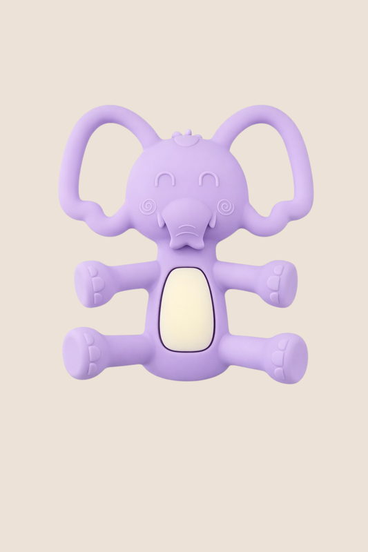 MORDEDERO EN SILICONA DISEÑO ELEFANTE - MORADO