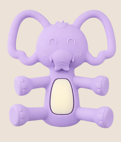 MORDEDERO EN SILICONA DISEÑO ELEFANTE - MORADO