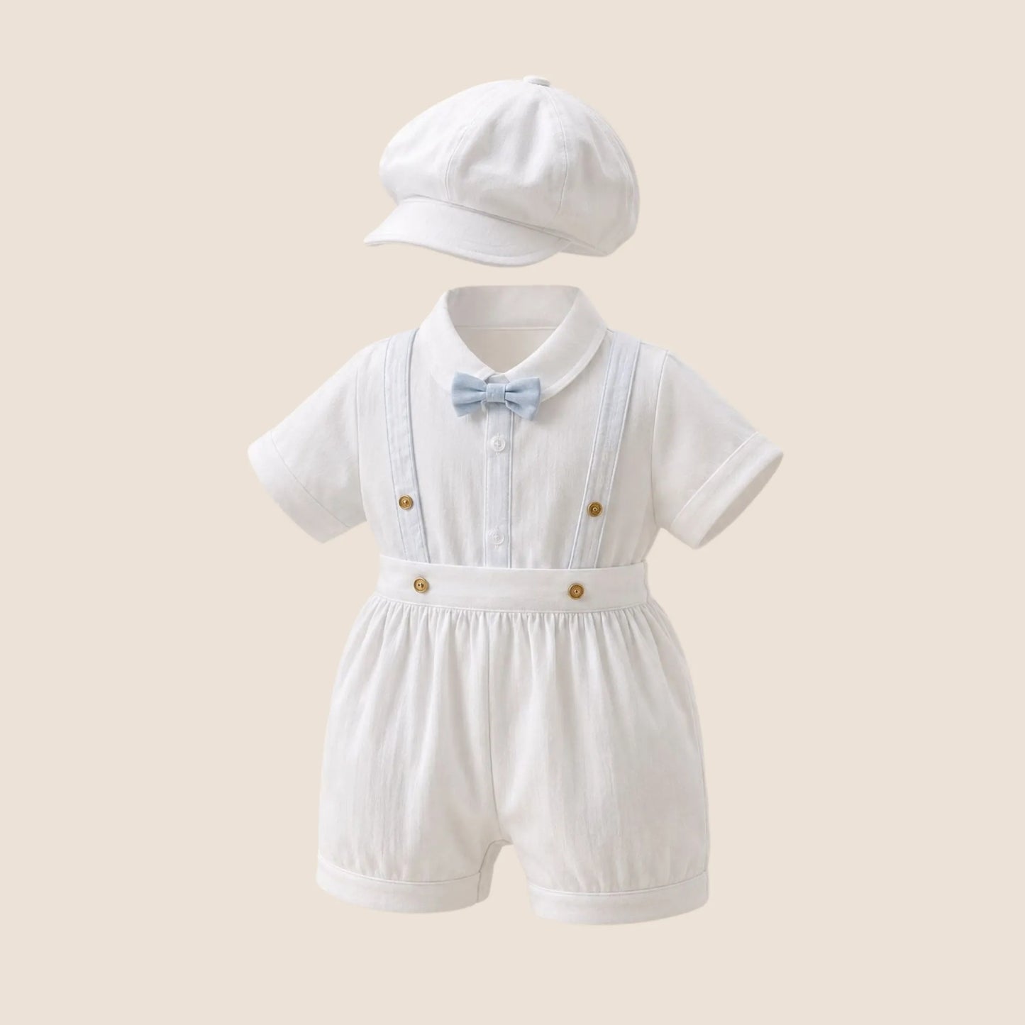 CONJUNTO BAUTIZO 4 PIEZAS- BEBÉ FELIZ BLANCO