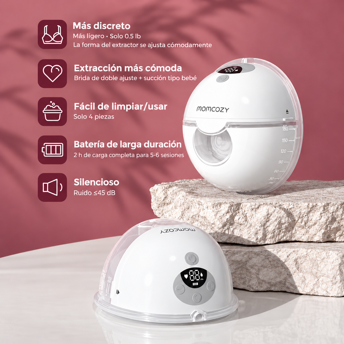 Características del extractor Momcozy M5 Standard blanco