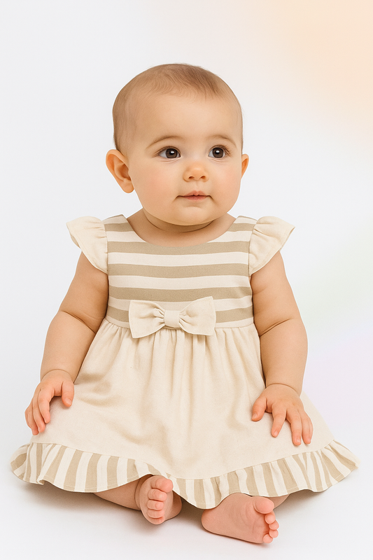 Overol lino a rayas beige