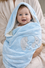 COBIJA DOBLE ACOLCHADA BABY LUNA AZUL ELEFANTES