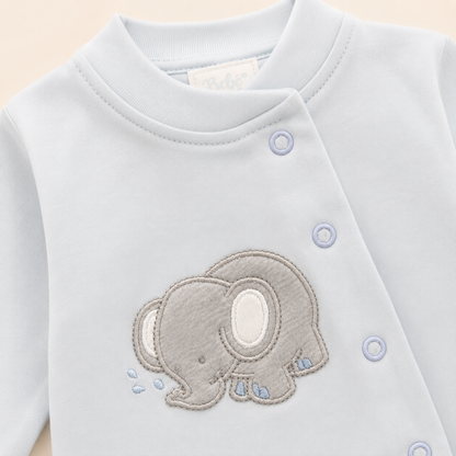 Ajuar Recién Nacido Niño Set 7 Piezas Azul Gris | Elefante Bordado | Mara Baby