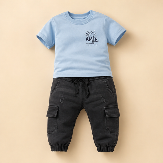 ⭕️ CONJUNTO 2 PIEZAS AMÉN AZUL | MARA BABY