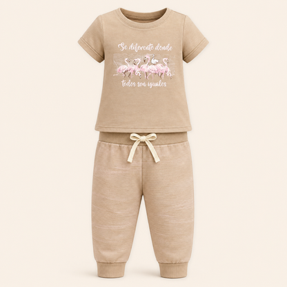 ⭕️ PIJAMA 2 PIEZAS FLAMENCO ROSA | MARA BABY