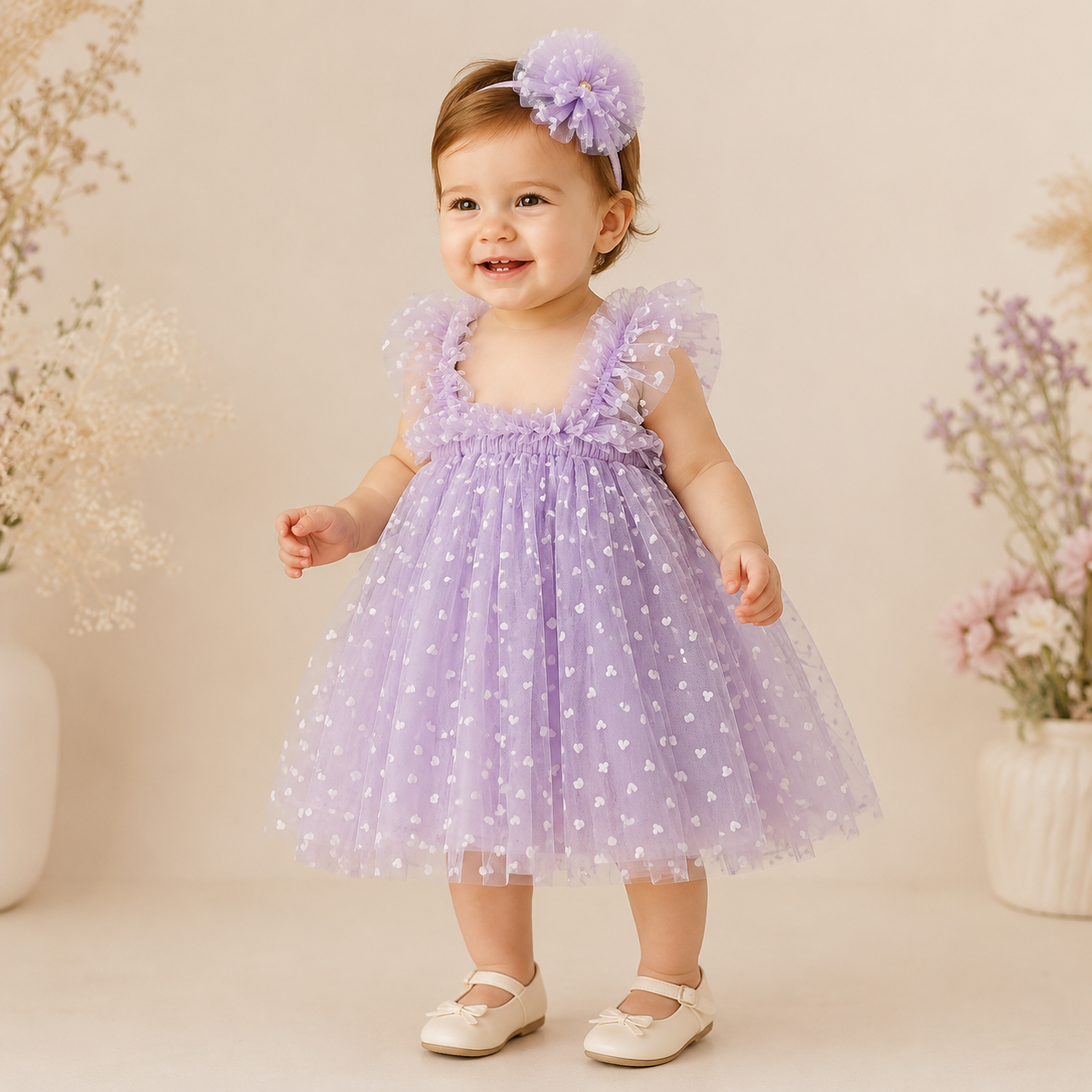 ⭕️ VESTIDO TUL LILA CORAZONES | MARA BABY