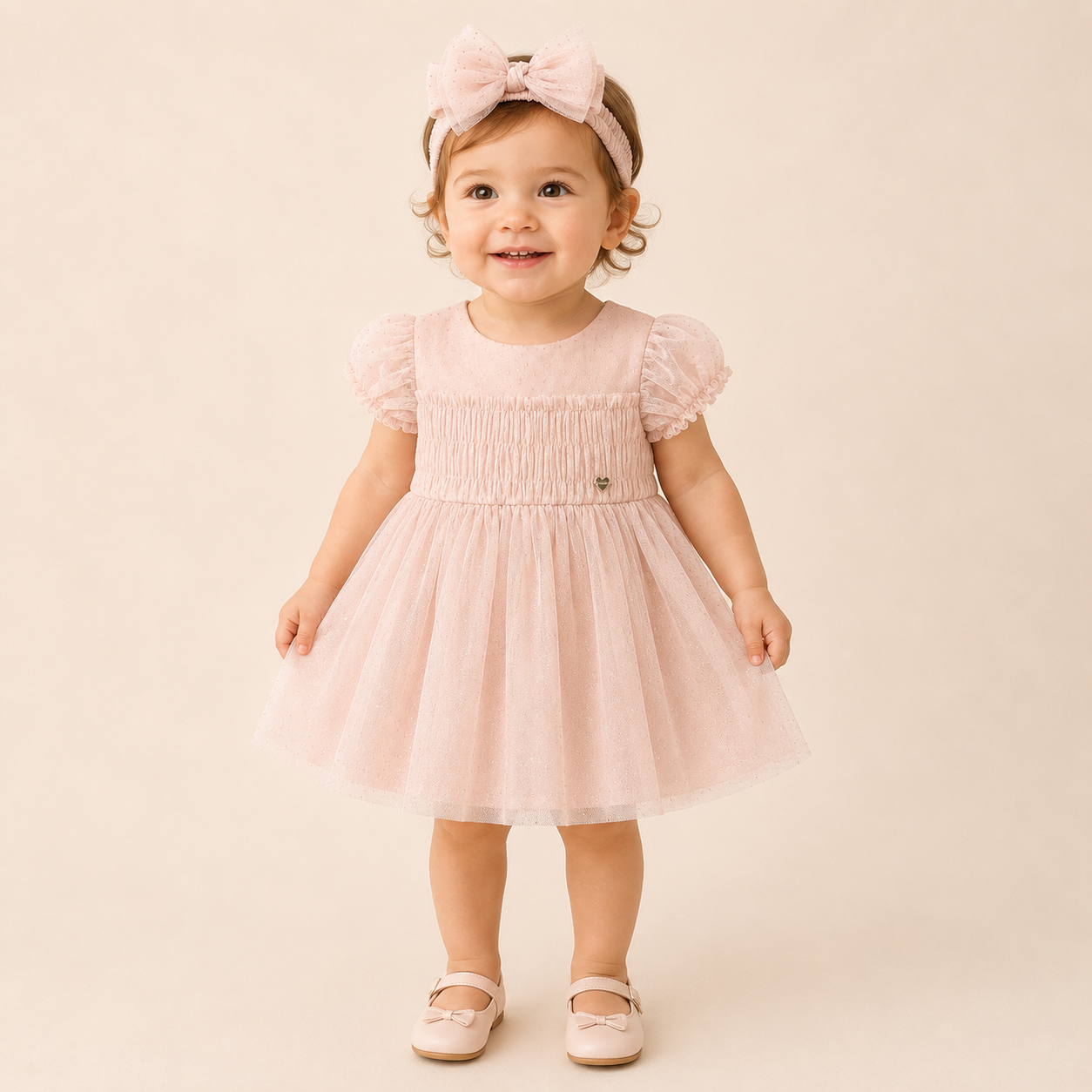 ⚪️ VESTIDO TUL SALMÓN MAYORAL | MARA BABY