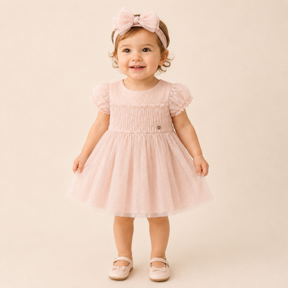 ⚪️ VESTIDO TUL SALMÓN MAYORAL | MARA BABY