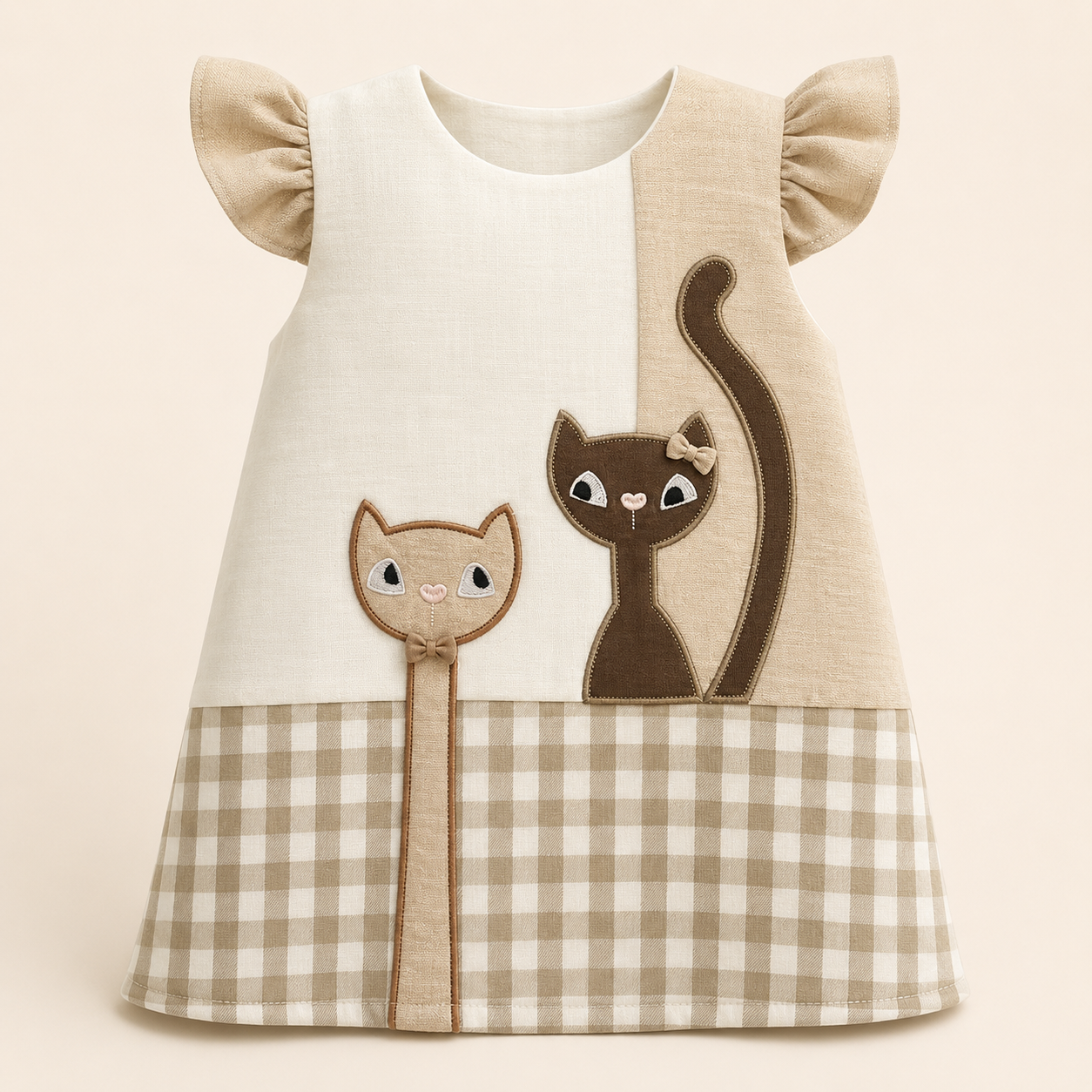 ⚪️ VESTIDO CAT BEIGE BEBÉ FELIZ | MARA BABY
