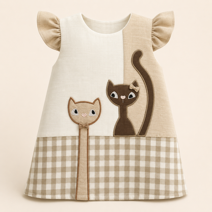 ⚪️ VESTIDO CAT BEIGE BEBÉ FELIZ | MARA BABY