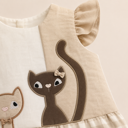 ⚪️ VESTIDO CAT BEIGE BEBÉ FELIZ | MARA BABY