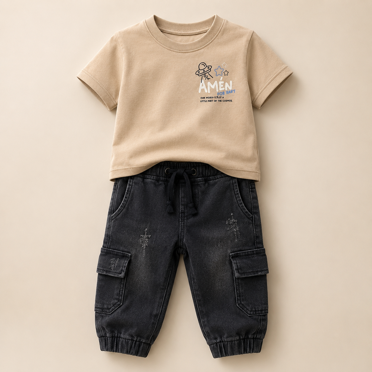 ⚪️ CONJUNTO 2 PIEZAS AMÉN BEIGE | MARA BABY