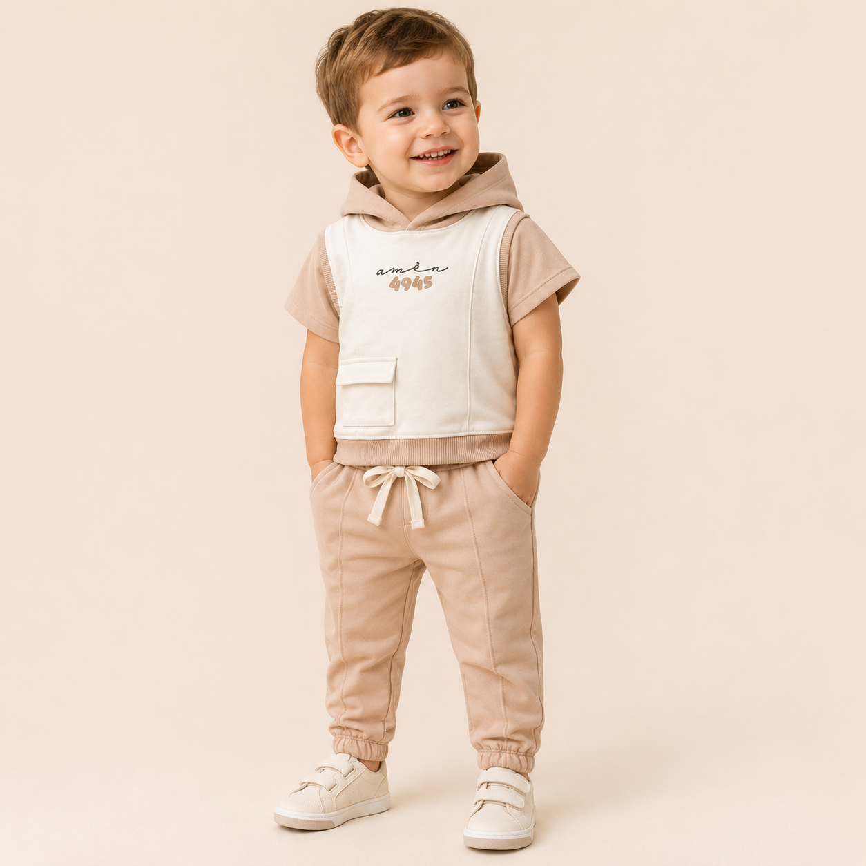 ⭕️ CONJUNTO 3 PIEZAS BEIGE | MARA BABY