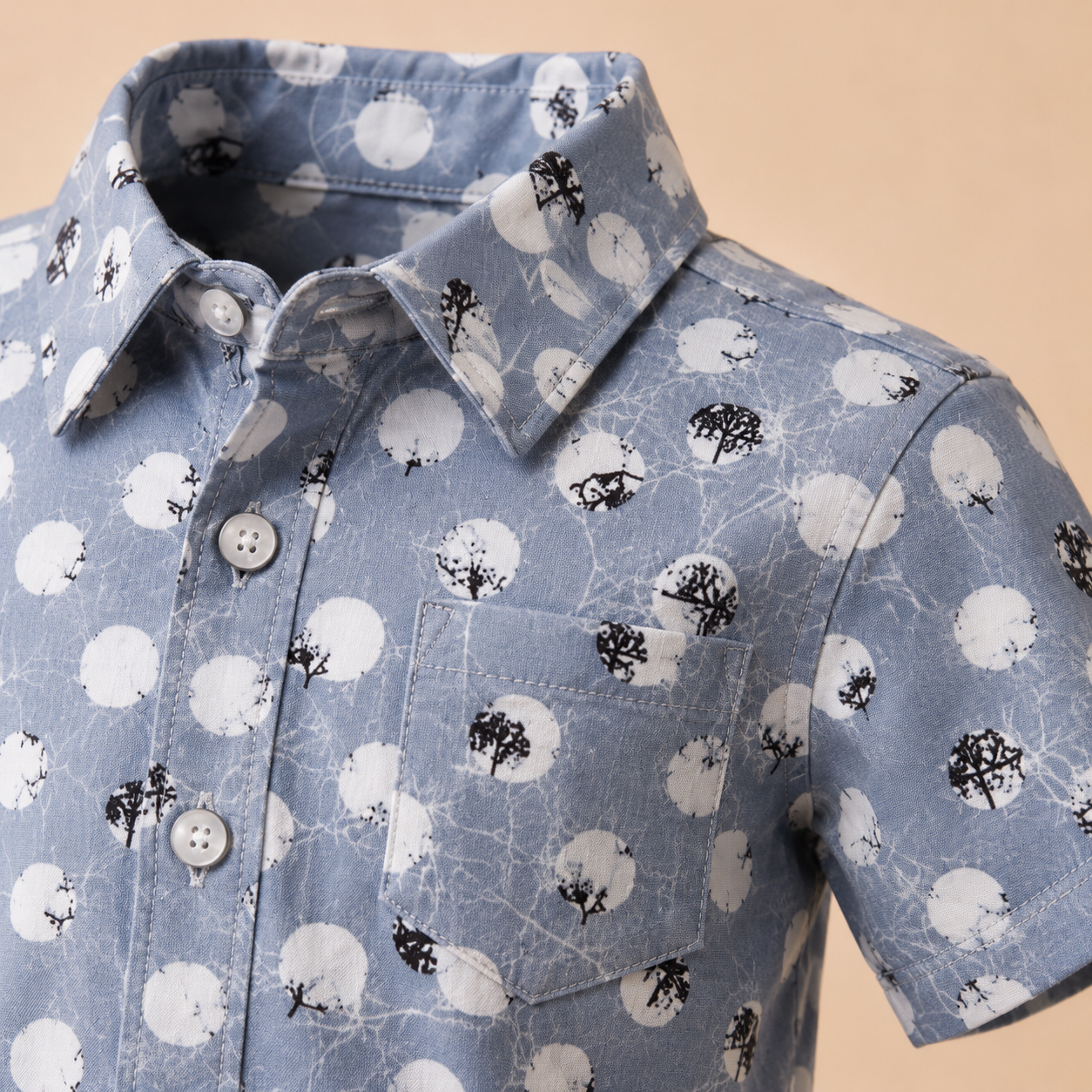 ⭕️Conjunto 2 Piezas Naty Gris | Camisa Estampada + Short Khaki | Mara Baby