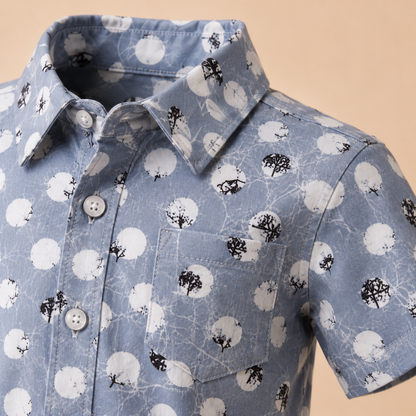 ⭕️Conjunto 2 Piezas Naty Gris | Camisa Estampada + Short Khaki | Mara Baby