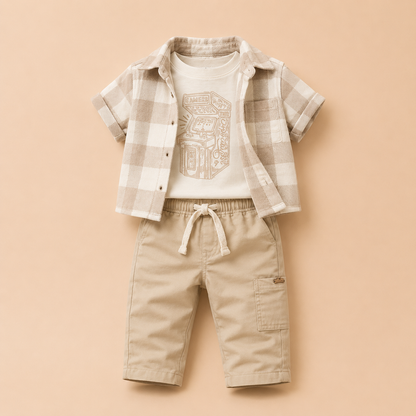 ⭕️ CONJUNTO 2 PIEZAS CASTILLITOS BEIGE | MARA BABY