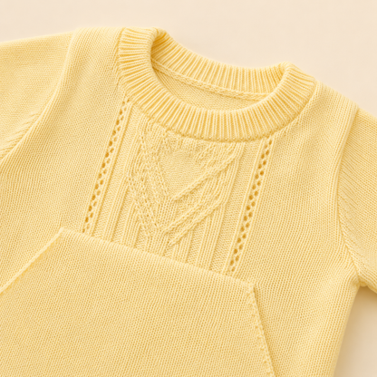 Conjunto Primera Muda Tejido Ref. Alana – Amarillo | Mara Baby