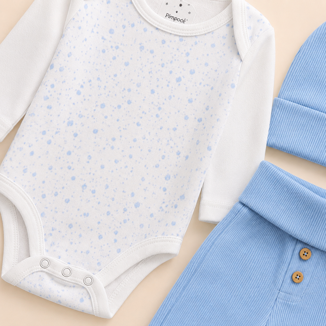 ⚪️ Conjunto Primer Día Tejido Ref. NOA – Azul | Mara Baby