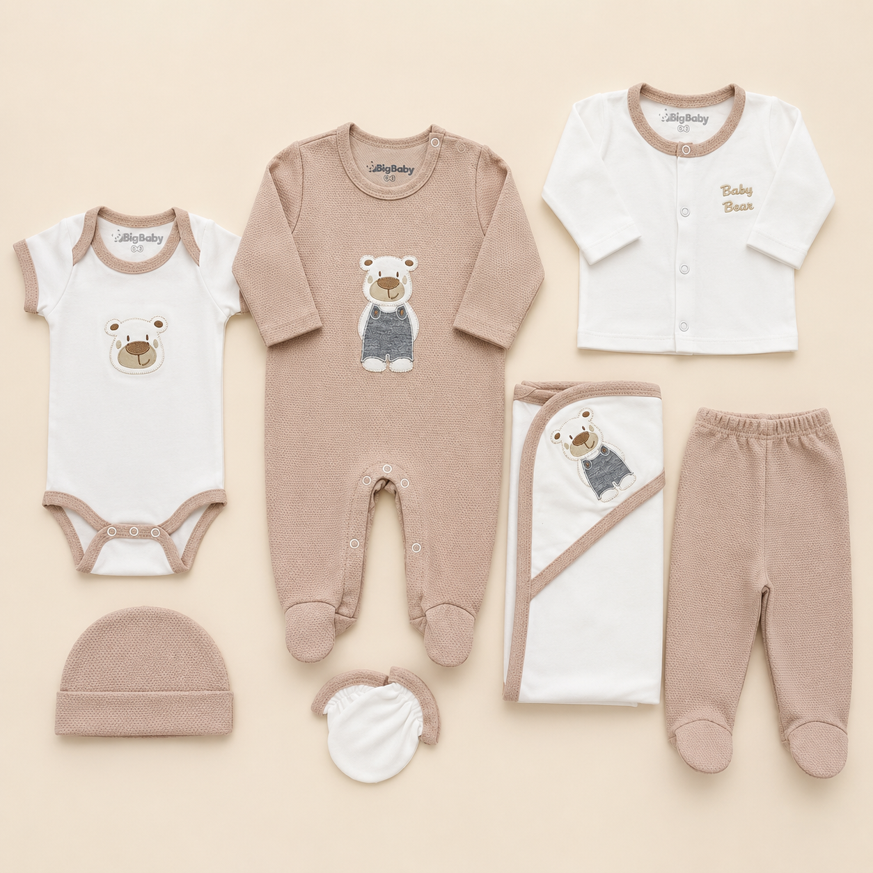 Ajuar Recién Nacido Osito Beige 7 Piezas | Mara Baby