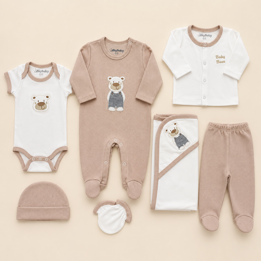 Ajuar Recién Nacido Osito Beige 7 Piezas | Mara Baby