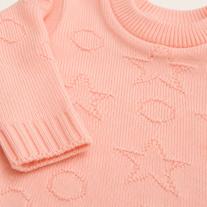 Conjunto Tejido Salmón Bebé 4 Piezas - Suéter, Pantalón, Gorro y Medias | Mara Baby
