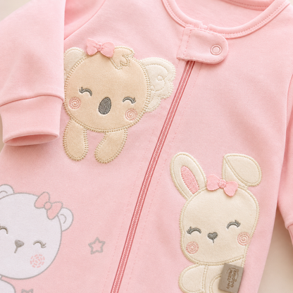 Set 3 Pijamas Enterizas con Piecitos para Bebe Nina -Chocomiel
