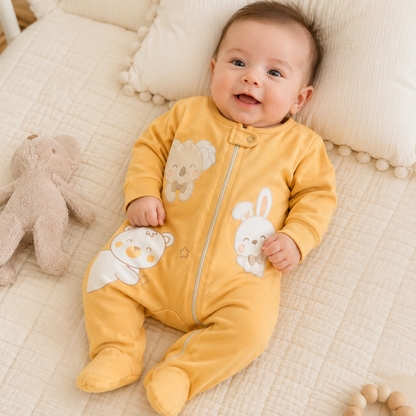 Set 3 Pijamas Enterizas con Piecitos Bebe - Chocomiel Osito Koala y Conejito