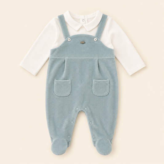 Conjunto Peto Pana verde  con Camisa Blanca - Bebe Nino