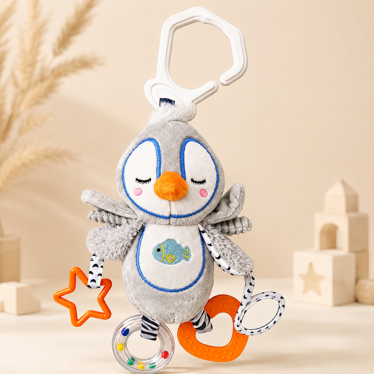 ⭕️Sonajero de Actividades Colgante Pingüino para Bebé