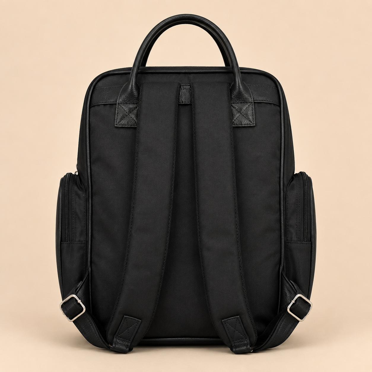Mochila Pañalera Negra con Grabado de Leones - Mara Baby