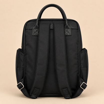 Mochila Pañalera Negra con Grabado de Leones - Mara Baby