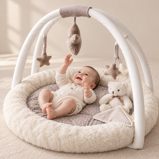 Gimnasio Teddy beige con juguetes colgantes