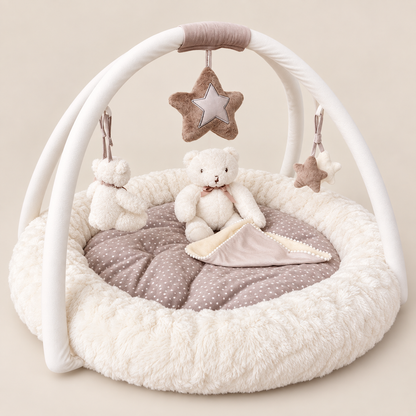Gimnasio Teddy beige con juguetes colgantes