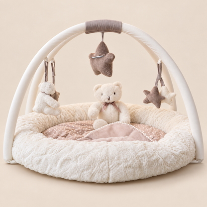 Gimnasio Teddy beige con juguetes colgantes