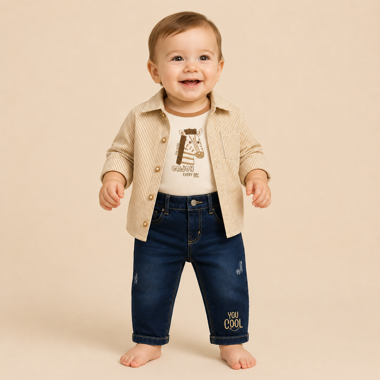 ⭕️ CONJUNTO 3 PIEZAS JOY BABY- BEIGE