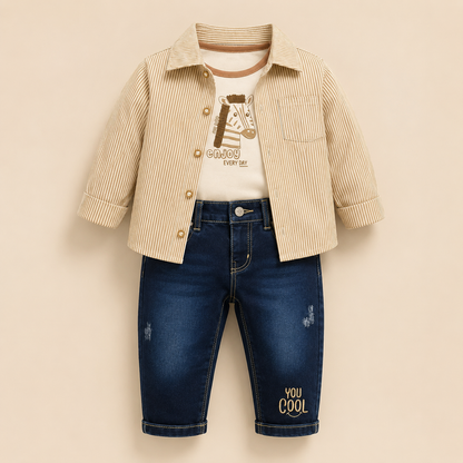 ⭕️ CONJUNTO 3 PIEZAS JOY BABY- BEIGE