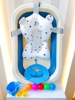 BAÑERA PLEGABLE CON ACCESORIOS PARA BEBÉ AZUL