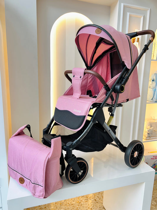 COCHE PASEADOR PLEGABLE MARTIN@S CON PAÑALERA ROSADO