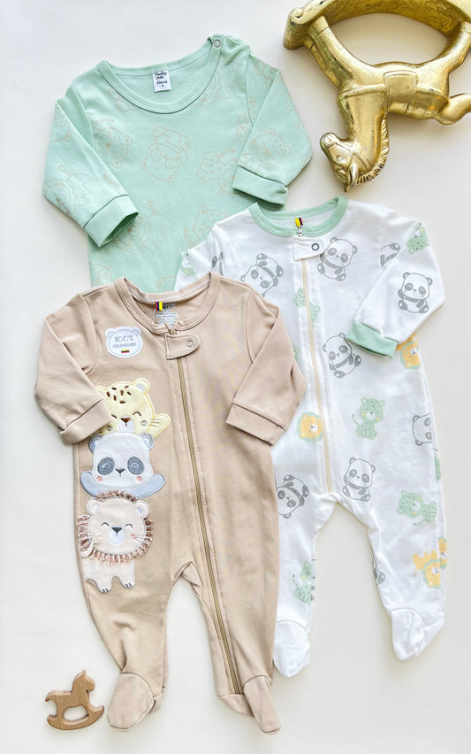 SET DE 3 PIJAMAS ENTERIZAS PARA BEBÉS TANZANIA