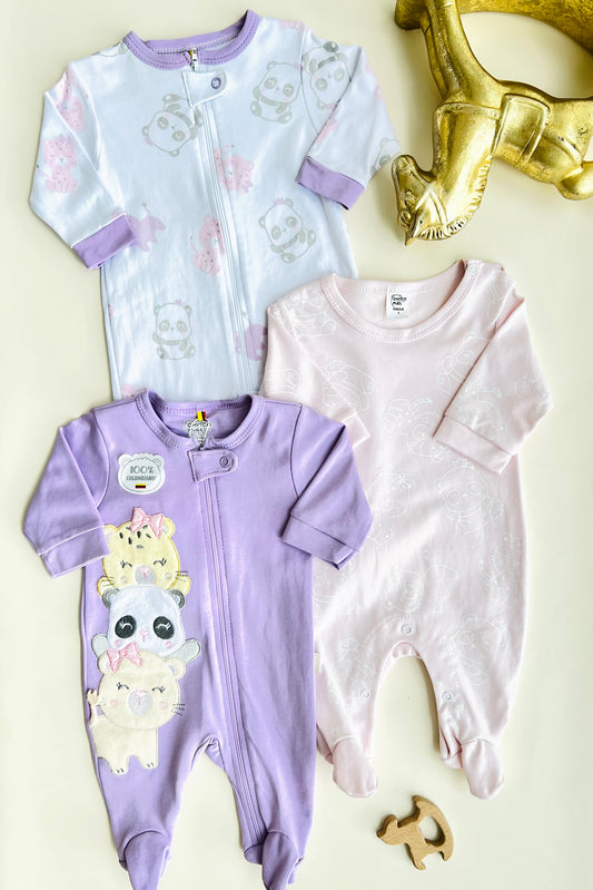 SET DE 3 PIJAMAS ENTERIZAS PARA BEBÉS TANZANIA
