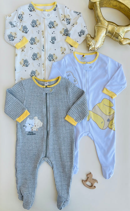 SET DE 3 PIJAMAS ENTERIZAS PARA BEBÉS VENTURA