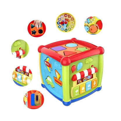 Cubo Didáctico Multifuncional 6 en 1 – Actividades Sensoriales, Musicales y de Aprendizaje