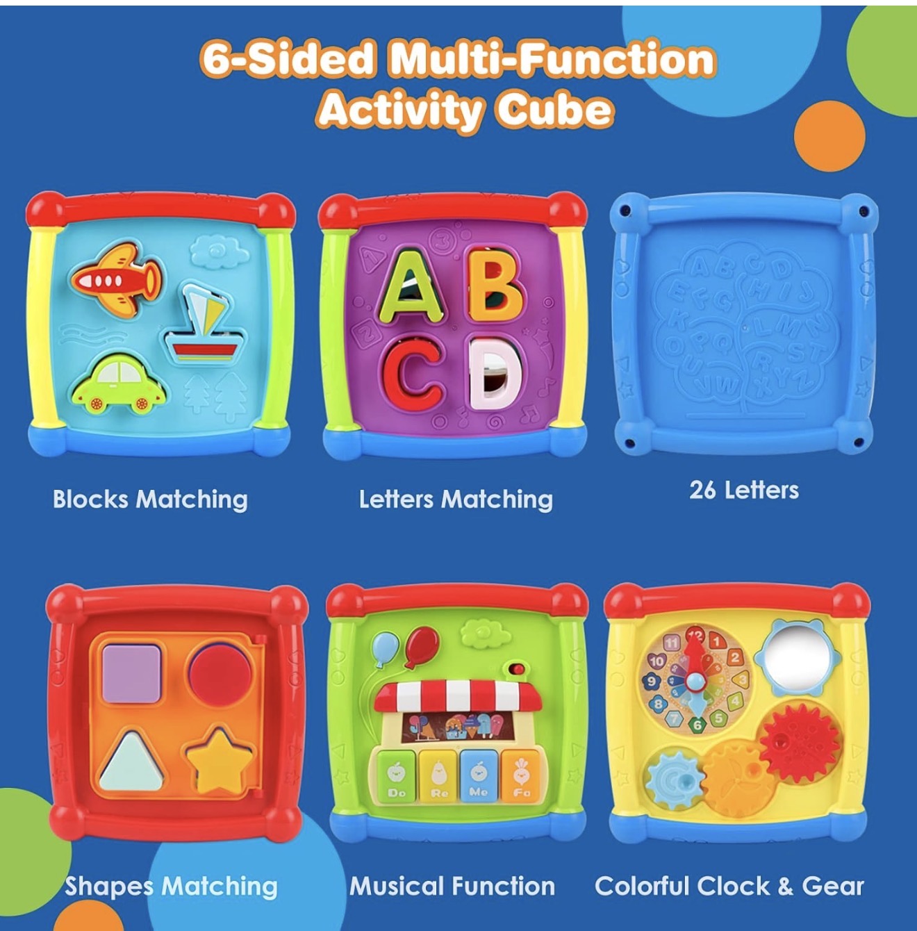 Cubo Didáctico Multifuncional 6 en 1 – Actividades Sensoriales, Musicales y de Aprendizaje